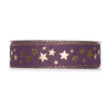 Druckband Sternchen 25 mm 18 Meter violet/gold 505 Druckband Sternchen 25 mm 18 Meter violet/gold 505