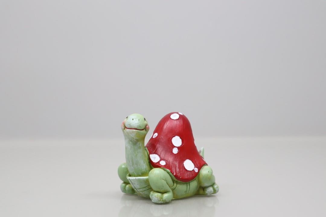 Schildkröte Polyresin grün/rot L10x8cm