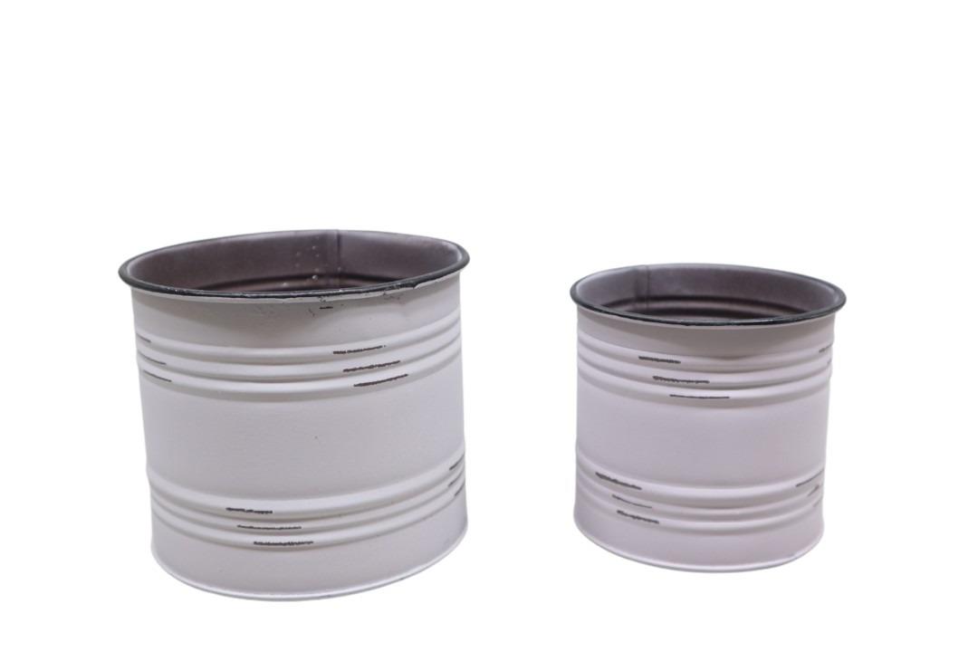 Übertopf-Dose Set/2 Metall grau D12/9,5cm