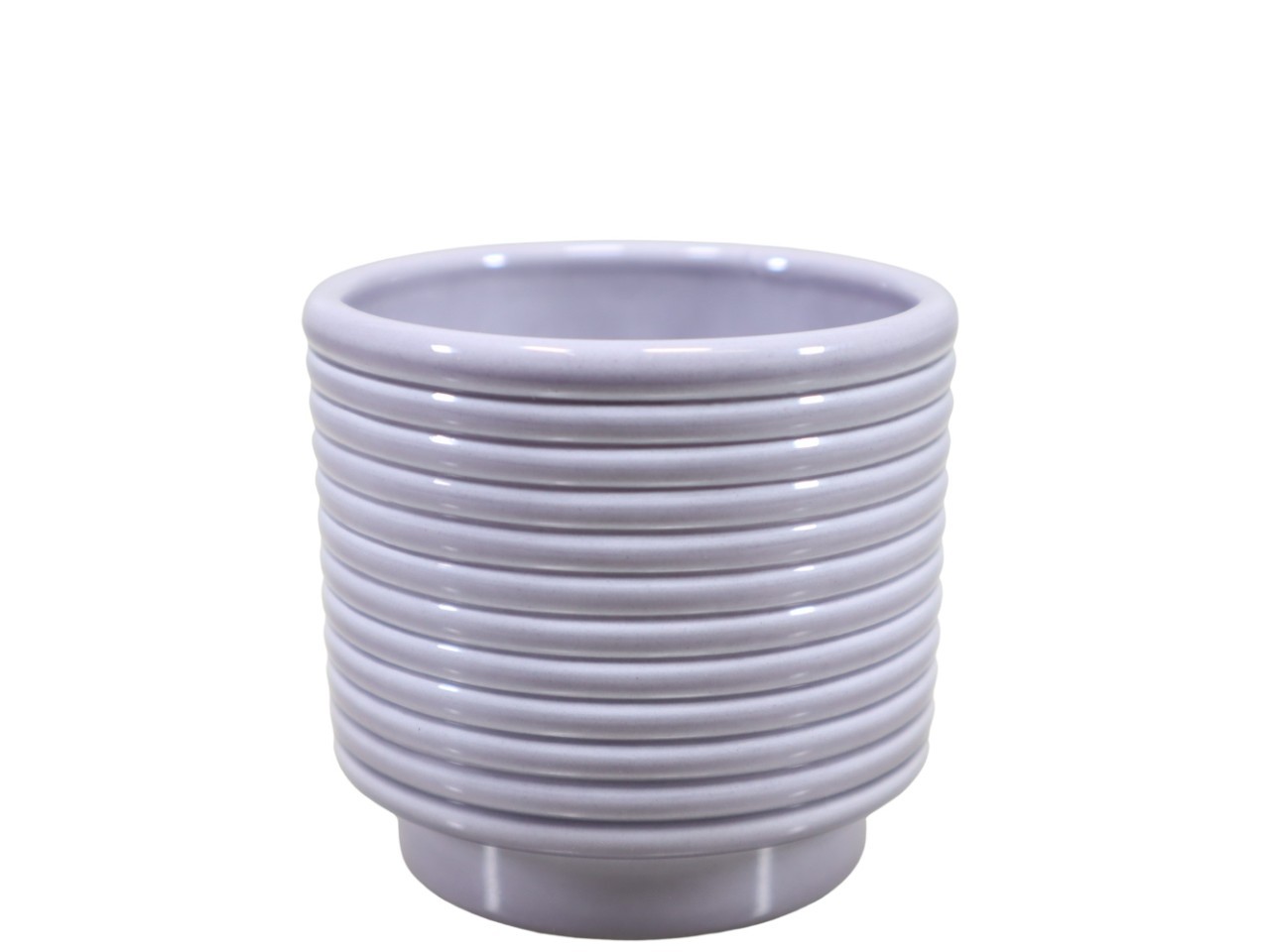 Cylindroübertopf m. Fuß Rings Keramik grau-lasur D13cm