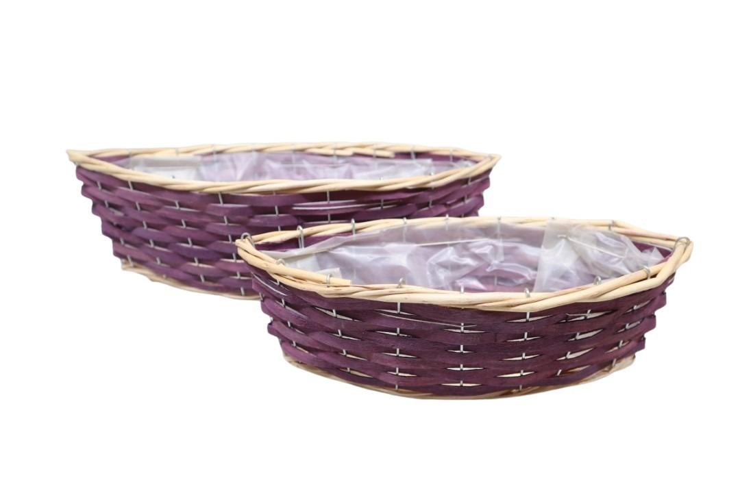 Korbsatz Schiffchen Set/2 brombeer L43+32cm