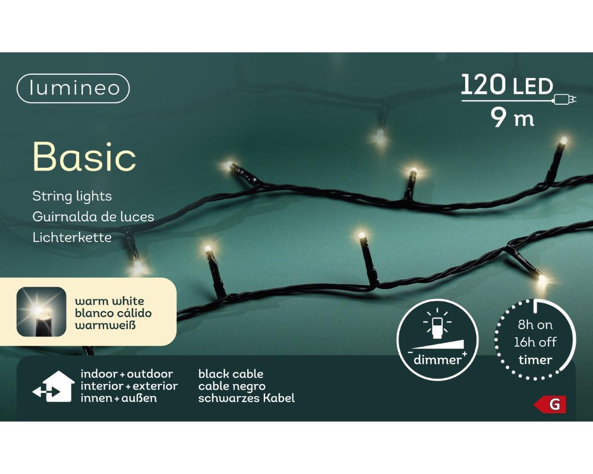 Lichterkette 120LED Timer8h/Dimmer L900cm, außen/innen 240V