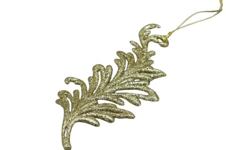 Hänger Blatt Kunststoff gold-glitzer L15cm Hänger Blatt Kunststoff gold-glitzer L15cm
