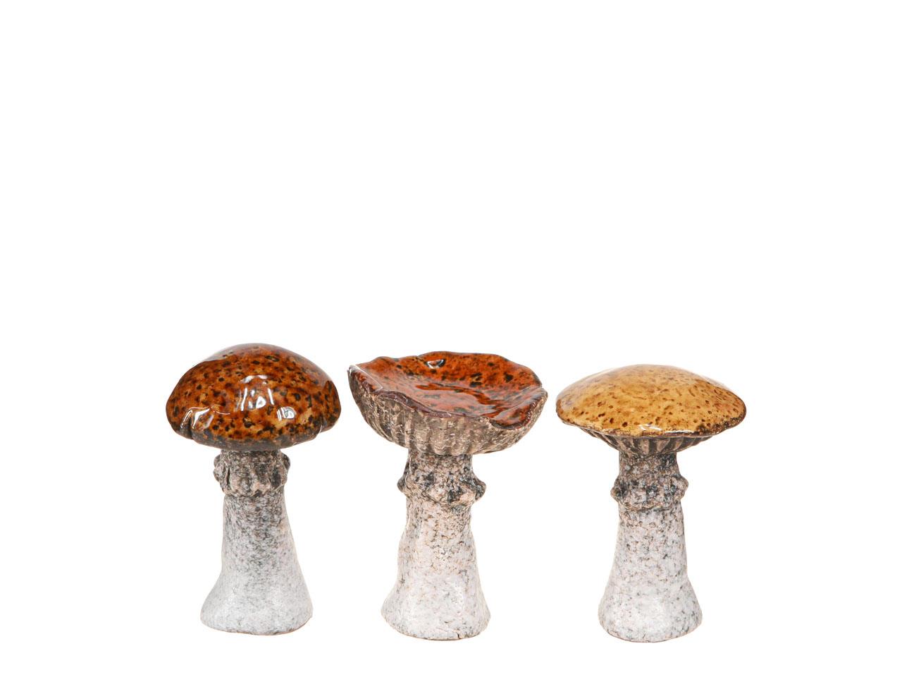 Pilze 3fsort. Keramik natur-braun lackiert H6,6cm