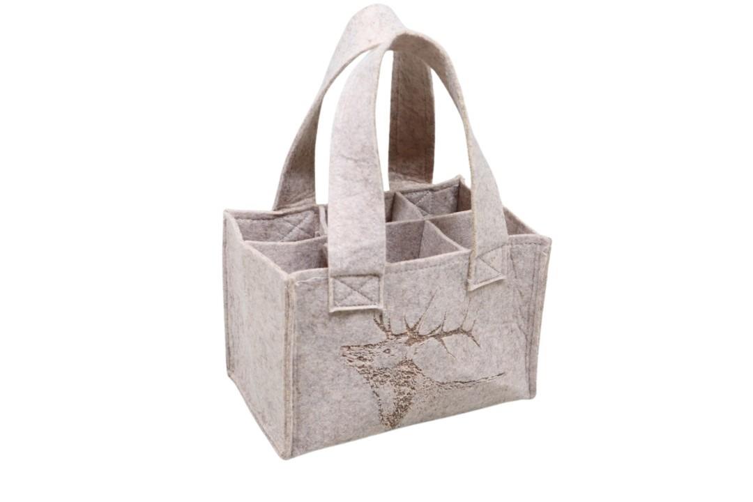 Tasche für Flaschen Filz taupe, 22x14x15 cm