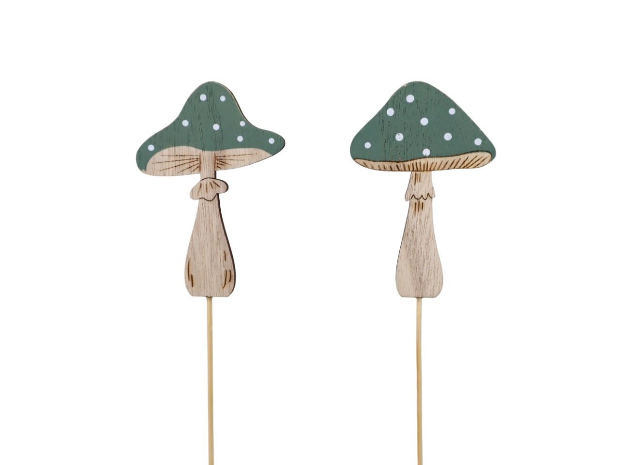 Stecker Pilz Holz grün/natur 10 cm plus Pin