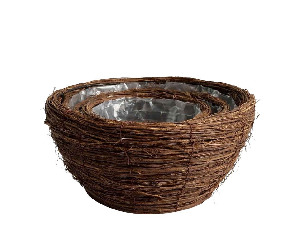 Pflanzkorb rund Ulmenzweig Set/3 natur D34cm
