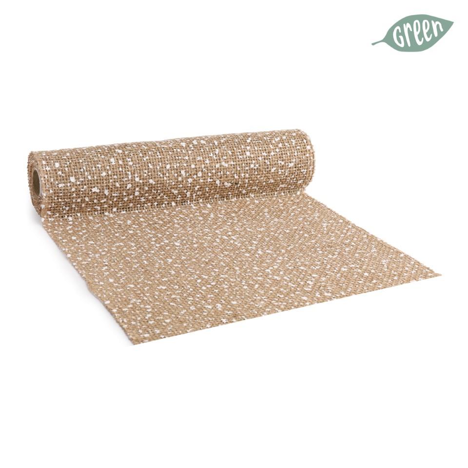Tischband Jute Dotty natur/weiss 28 cm 2,5 Meter