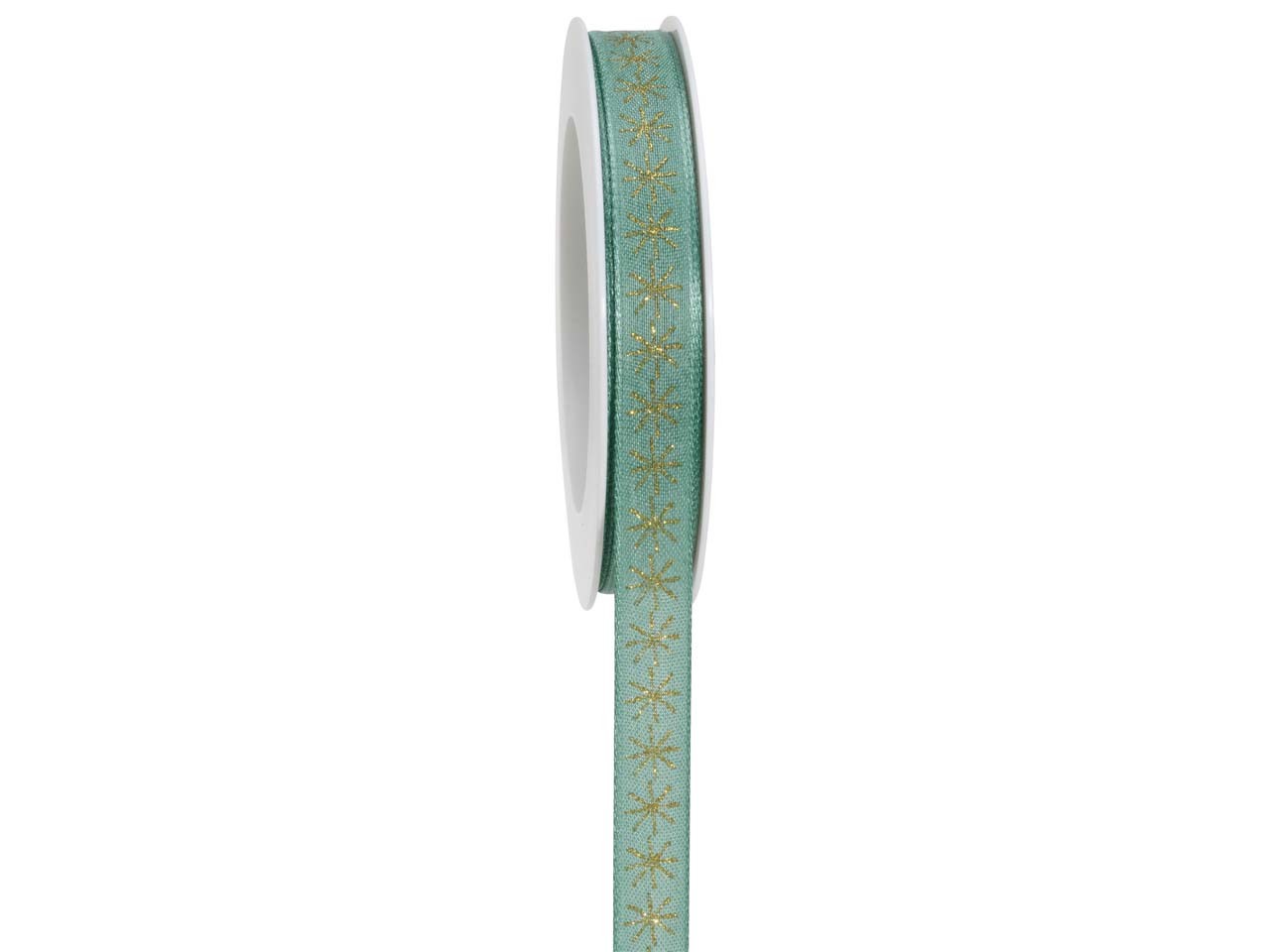 Band Strohstern 15 mm 18 Meter petrol/gold 331/15