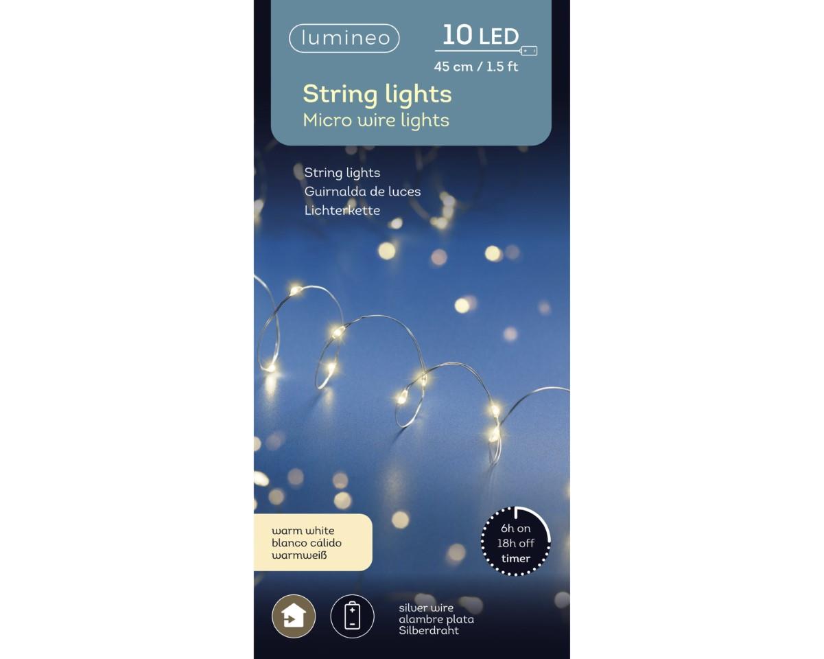 LED Micro Lichterkette 10Lichter indoor Knopfzelle