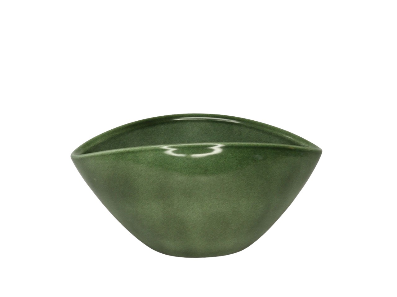 Keramiksteckschale oval laubgrün-lasur L20cm