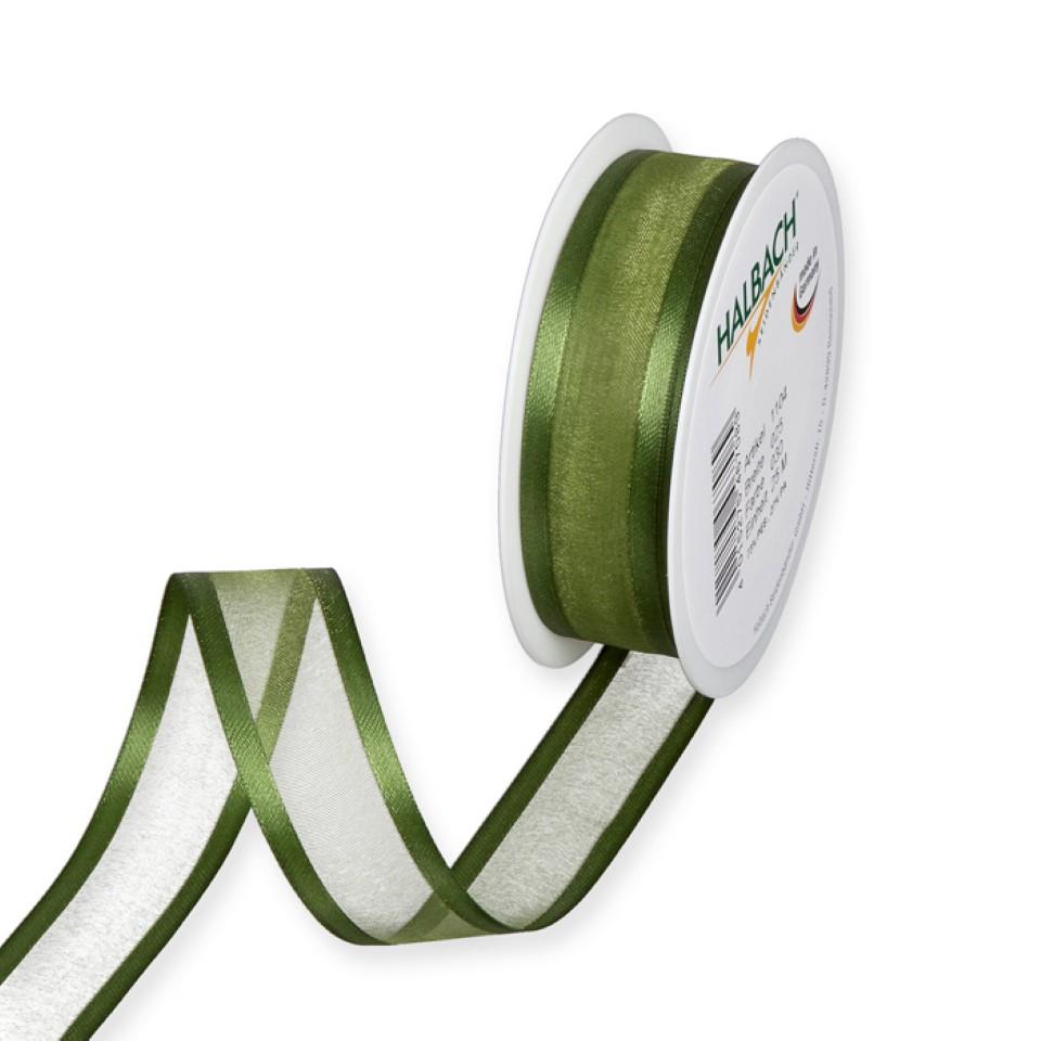 Dekoband Organza/Satin 25 mm 25 Meter moosgrün 30