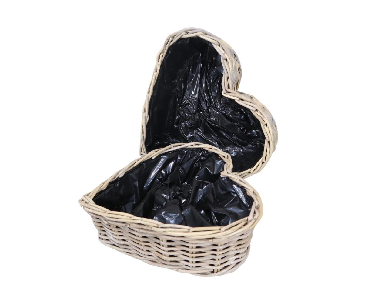 Pflanzherz Kubu-Rattan Set/2 grau D45+35cm