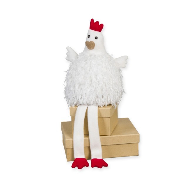 Aufsteller Huhn 22 cm weiss