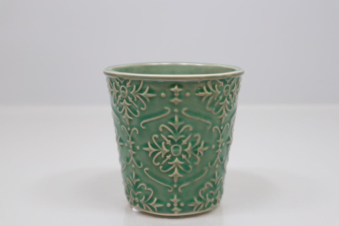 Übertopf Keramik grün Crackle 11,5x11cm