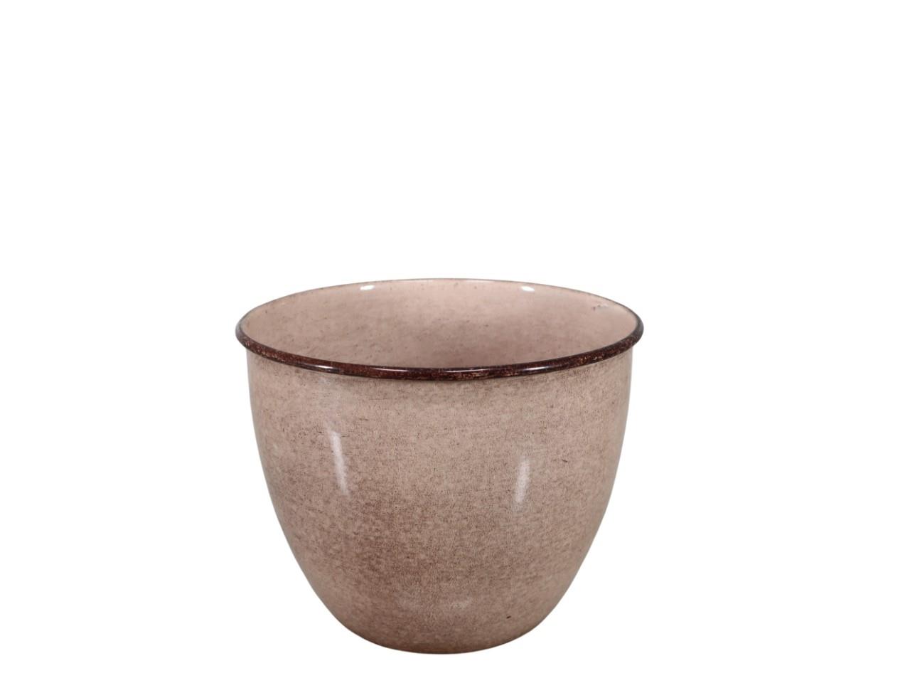 Pflanztopf Emaille Metall beige D21 H 17 cm