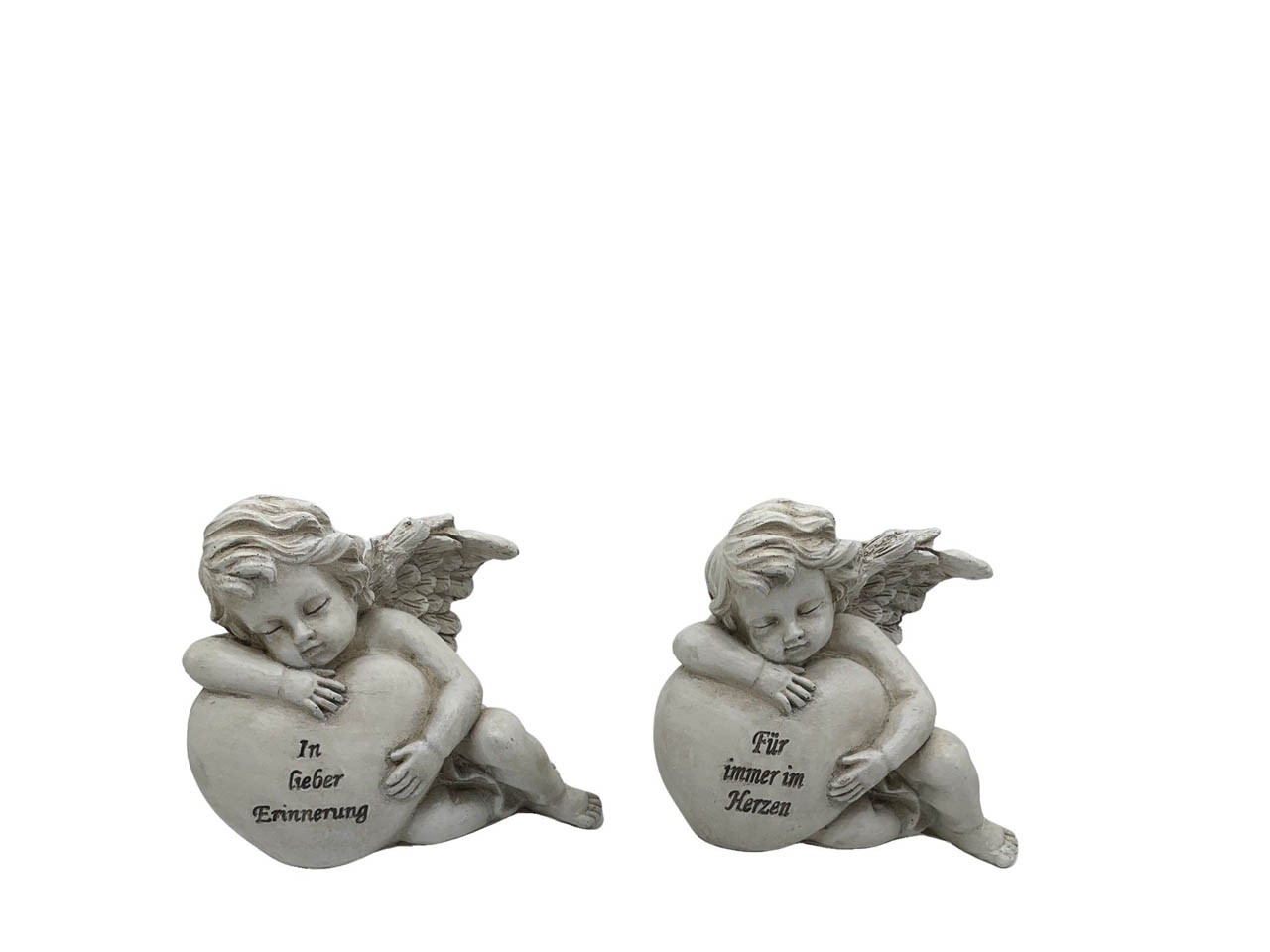 Engel auf Herz liegend mit Spruch Polyresin creme D12,5x11cm