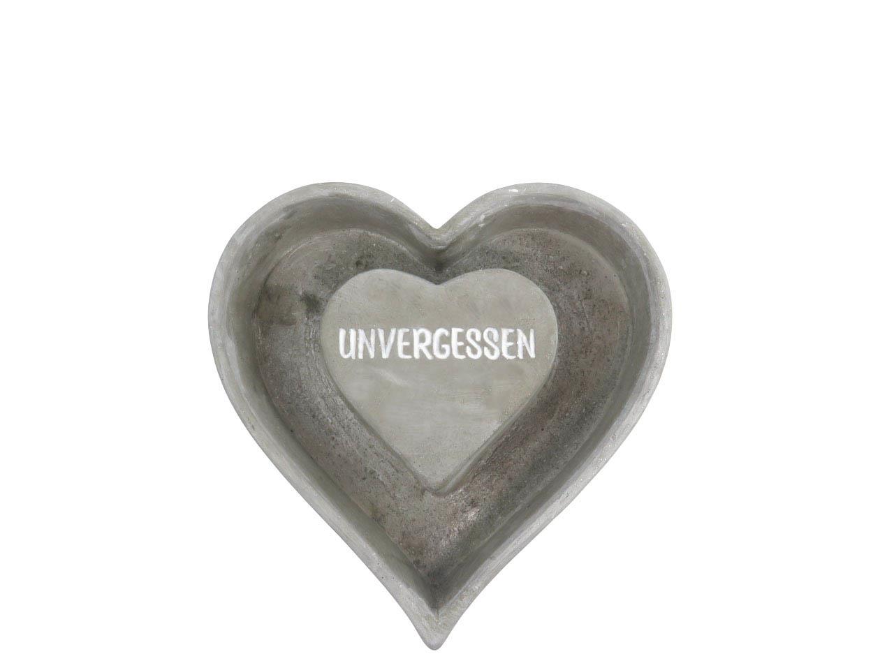 Pflanzherz m. Herz innen UNVERGESSEN Beton D27cm Pflanzherz m. Herz innen UNVERGESSEN Beton D27cm
