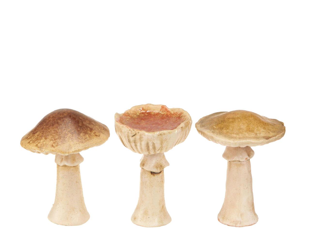 Pilze 3fsort. Keramik natur-braun H10,5cm