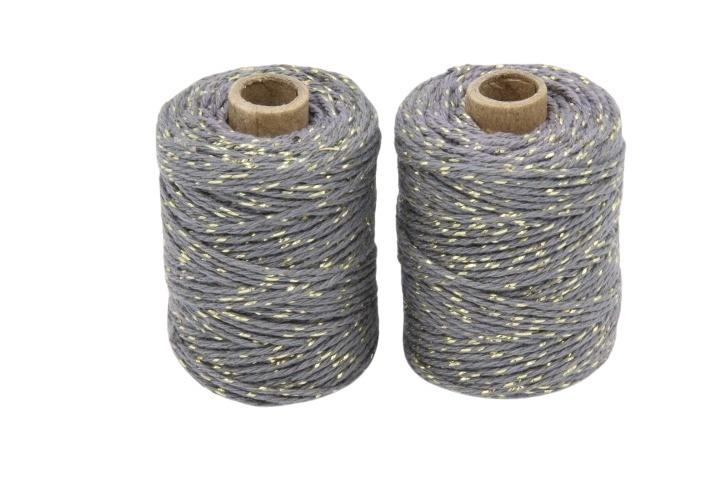 Cotton/Lurex Schnur 2 mm 50 Meter Farbe83 grau NETTO Cotton/Lurex Schnur 2 mm 50 Meter Farbe83 grau NETTO