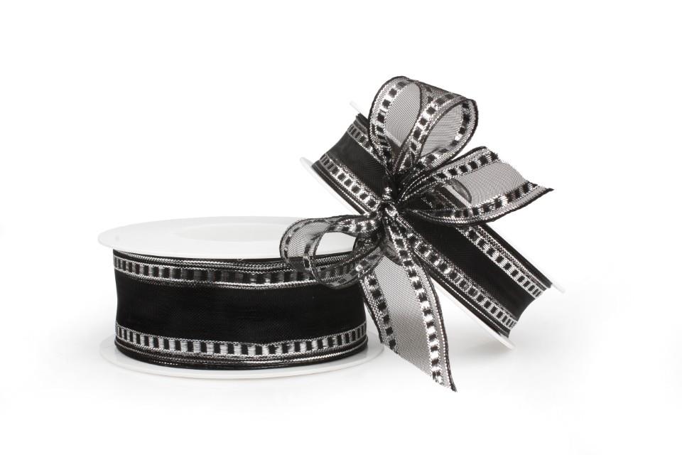 Trauerband Chesty m. Draht 25 mm 25 Meter