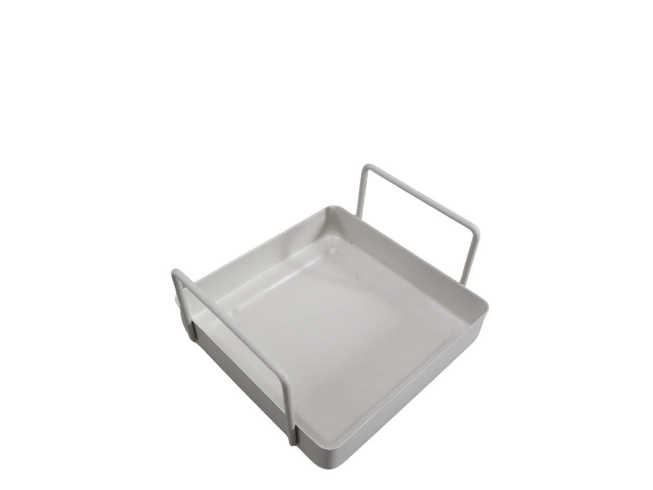 Tablett quadratisch m. 2 Henkel Metall creme D12cm