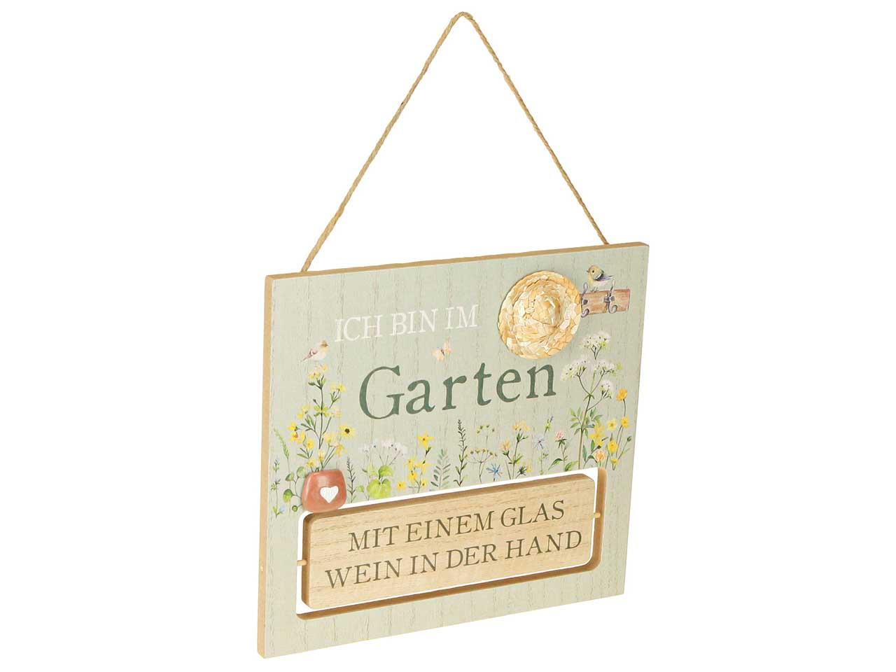 Schild Ich bin im Garten... Holz mint 22x20x0,9cm