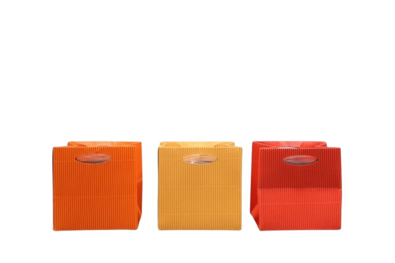 Tasche m. Folie Wellpappe orange-mix D12x12cm