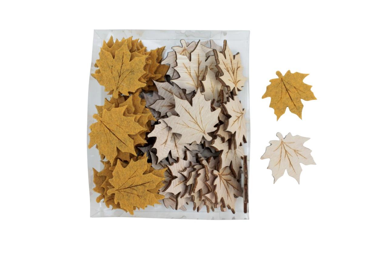 Streuer Herbstlaub Otono ocker-natur Filz/Holz D4cm