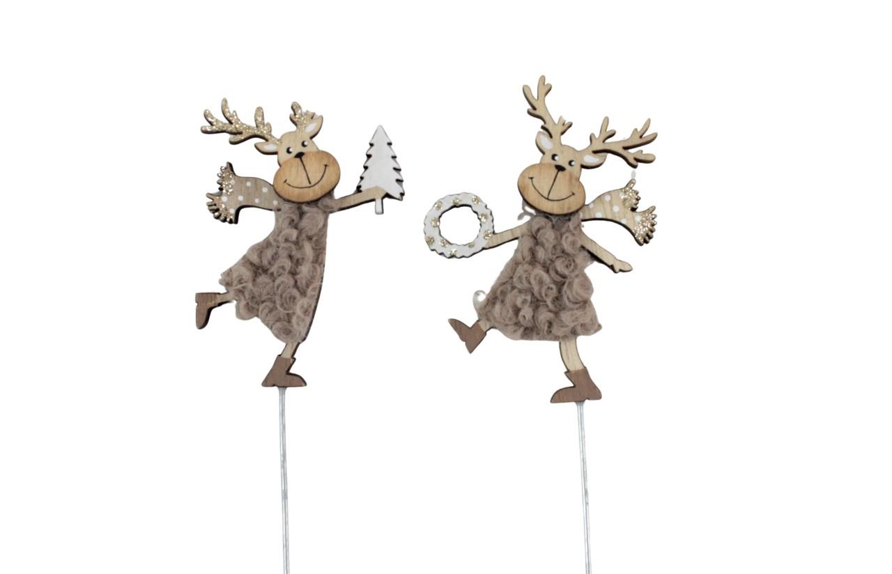 Stecker Elche Toppi taupe Holz D9cm + Pin
