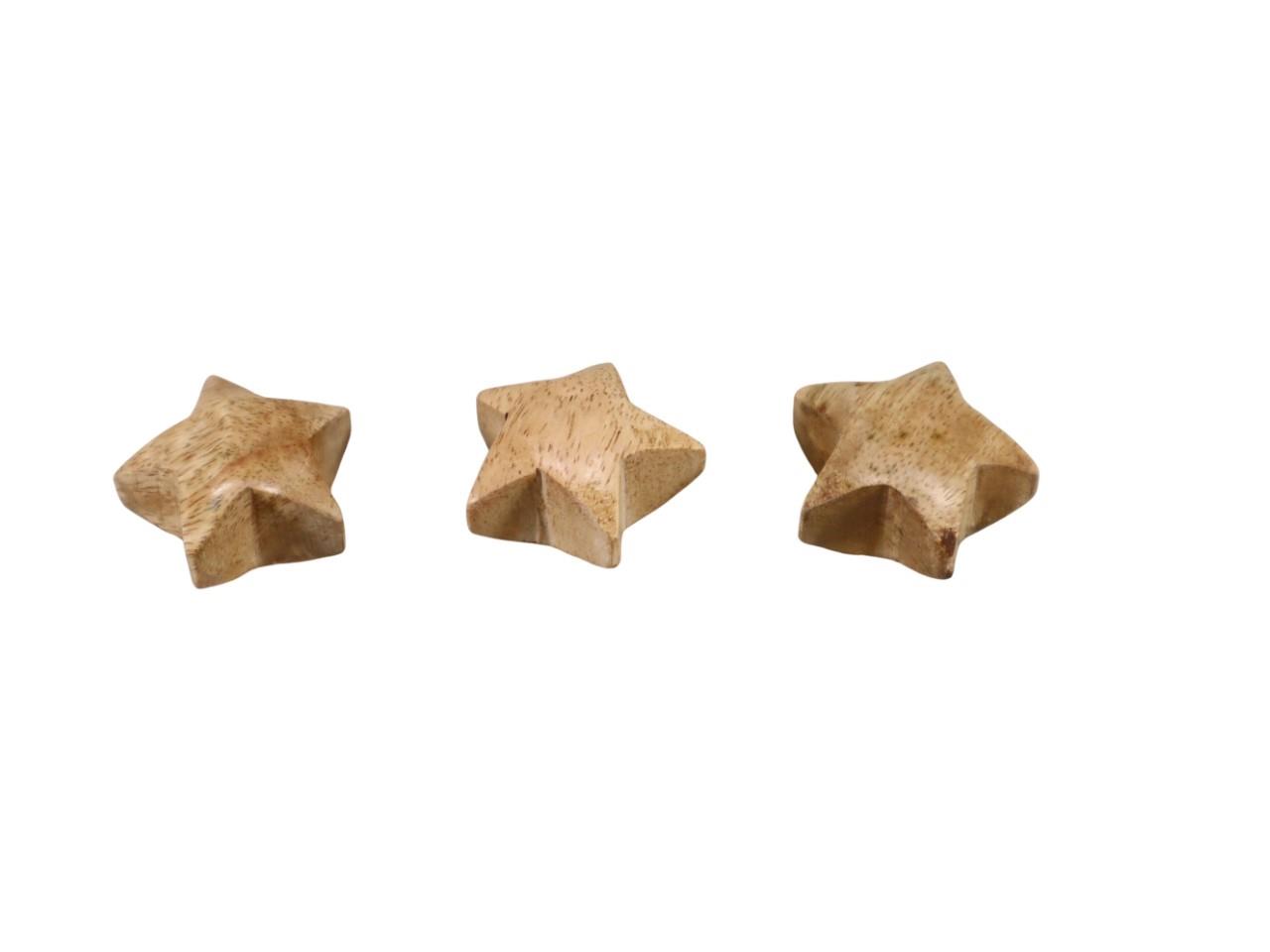 Sterne volumen Mangoholz natur D3x2,2cm