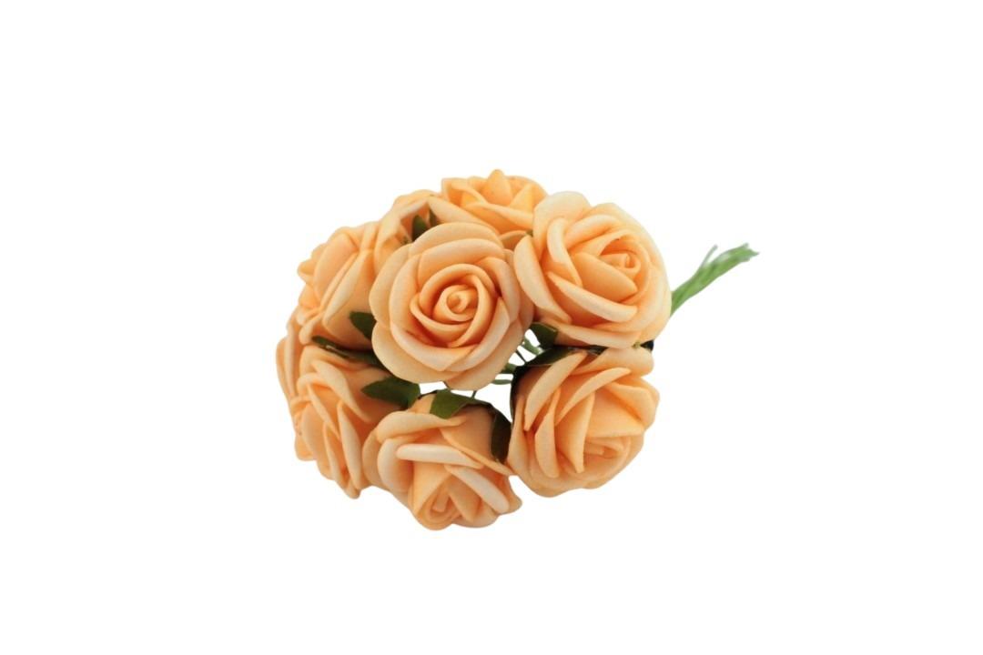 Foam Rose mit 9Blüten gebündelt apricot 2cm Foam Rose mit 9Blüten gebündelt apricot 2cm