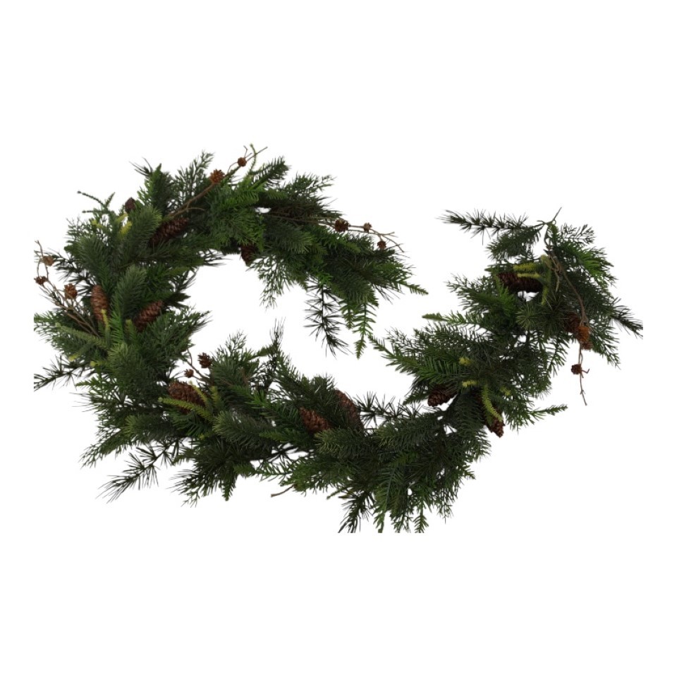 Tannen-Mix Girlande m. Zapfen grün L180cm