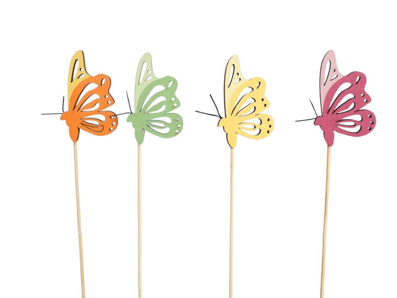 Stecker Schmetterling Holz farbmix 7cm + Pin