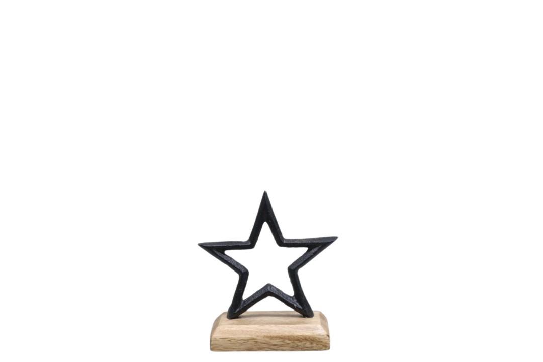 Stern auf Sockel Alu/Holz natur/schwarz D9,5cm Stern auf Sockel Alu/Holz natur/schwarz D9,5cm