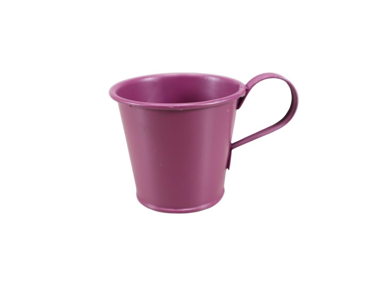 Tasse m. Stabkerzenhalter Metall aubergine D7cm