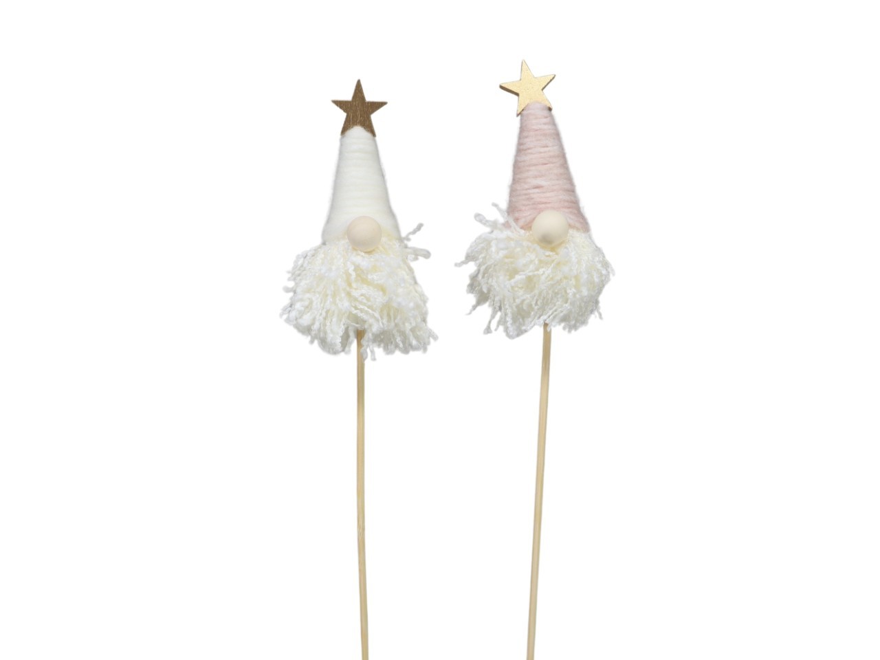 Stecker Weihnachtswichtel weiß/rose m. Stern D11x5cm + Pin
