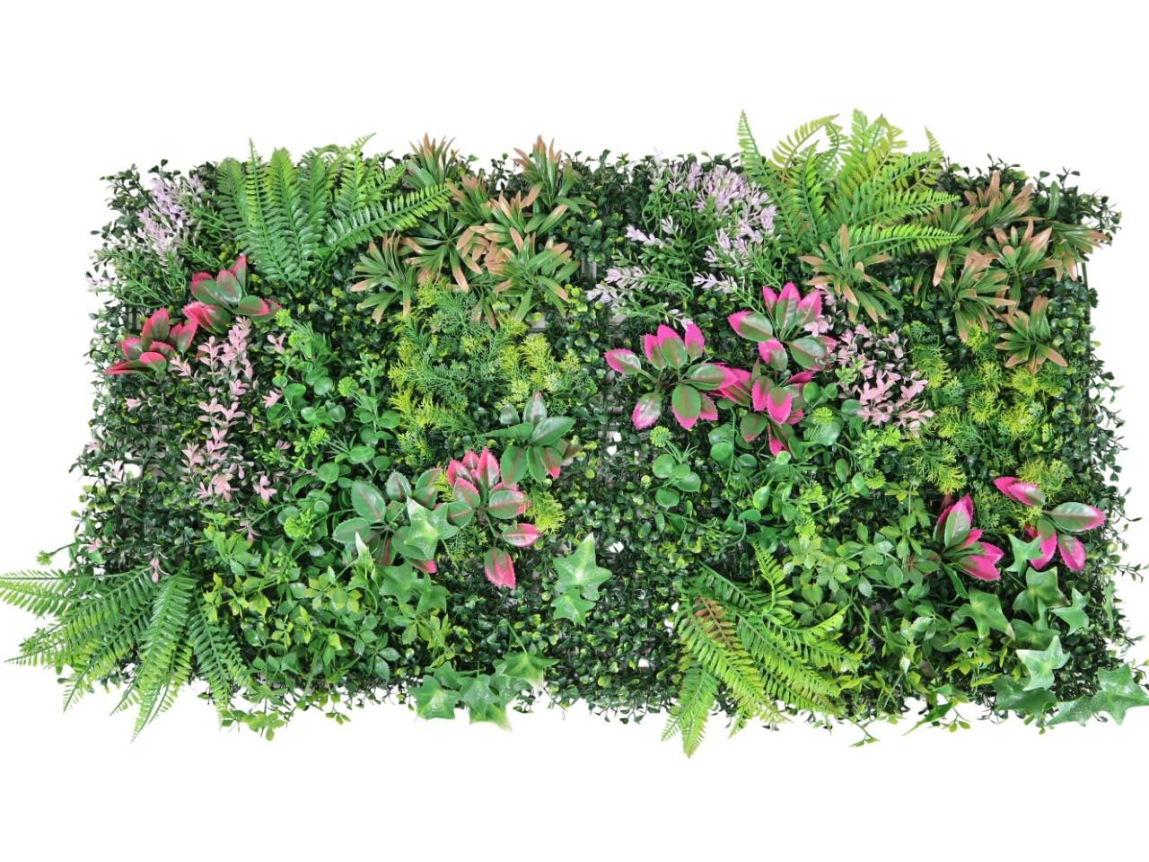 Pflanzenwand mit Blumen Kunststoff grün L100x50cm