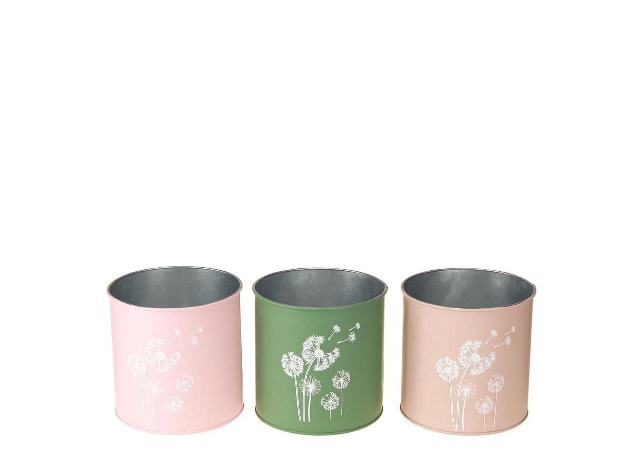 Übertopf m. Löwenzahn Metall farbmix D12cm NETTO