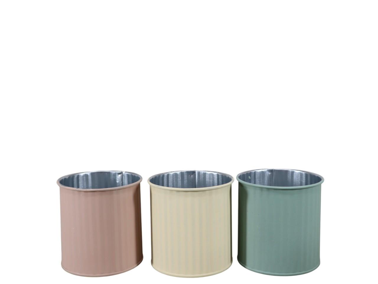 Übertopf m. Streifen Metall pastellmix D9cm