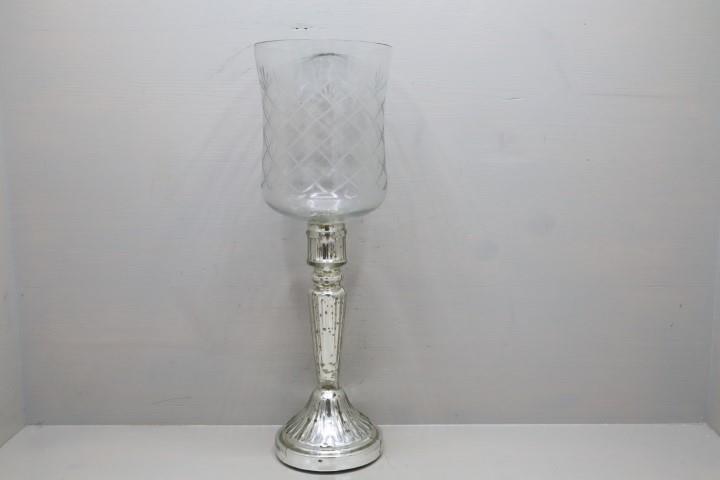 Kerzenhalter Glas klar-altsilber D11xH42cm