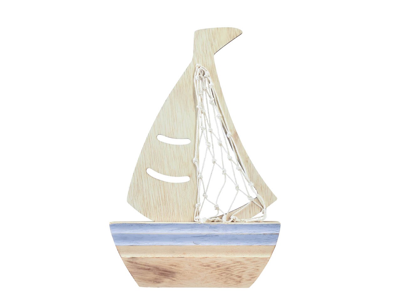Segelboot stehend Deko natur-hellblau D25,5cm