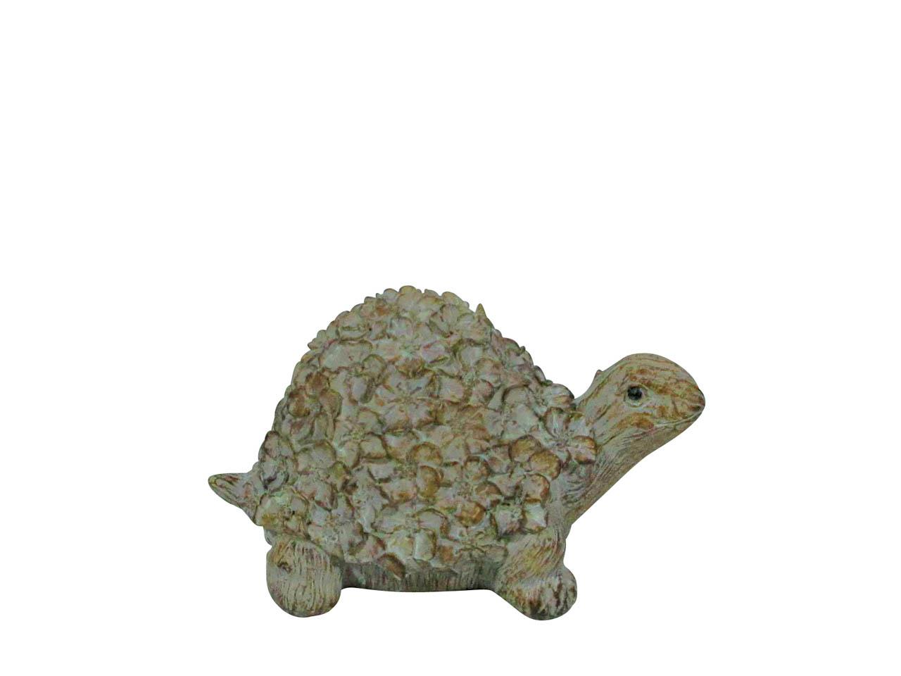 Schildkröte m. Blütenkleid Polyresin grau-braun L18,5x11cm