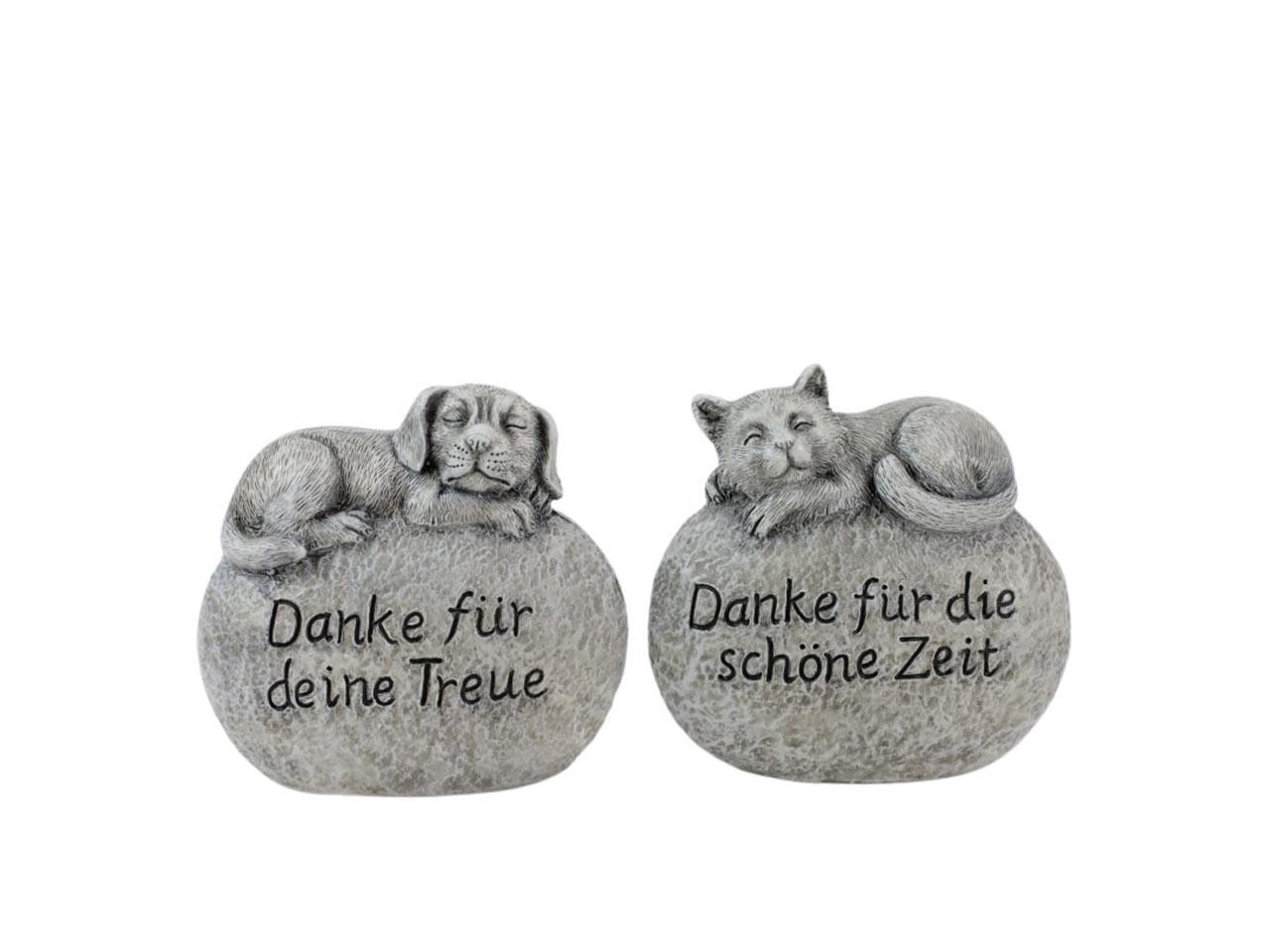 Stein Poly Hund und Katze steingrau 11,5x11,5x7,5 cm sort. Stein Poly Hund und Katze steingrau 11,5x11,5x7,5 cm sort.