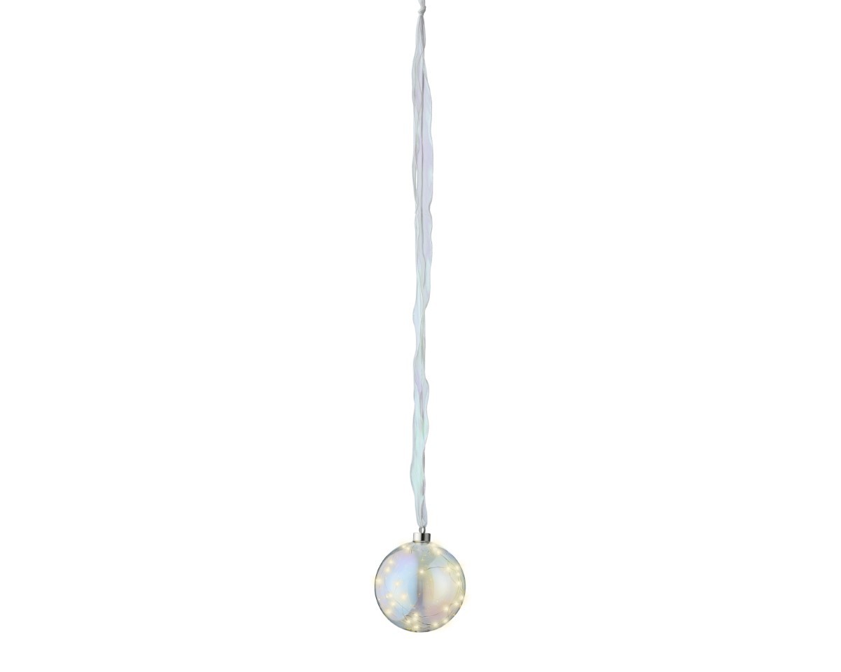 Glaskugel hängend klar iris inkl. Micro 30 LED indoor D14cm