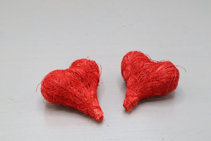 Herz Sisal rot 5cm