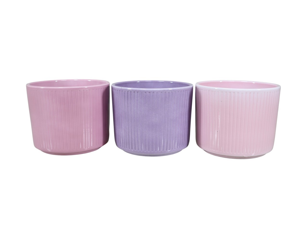 Keramikübertopf Stripes rosamix D14cm