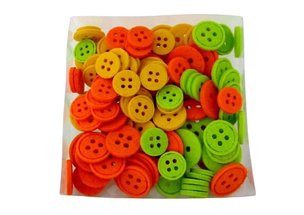 Streuer Filzknöpfe 2+3 cm sort. gelb-orange-grün