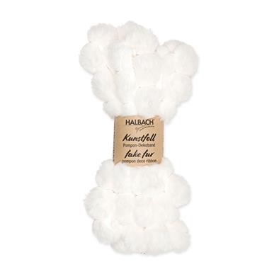 Dekoband Kunstfell-Pompons white ca. 3 Meter