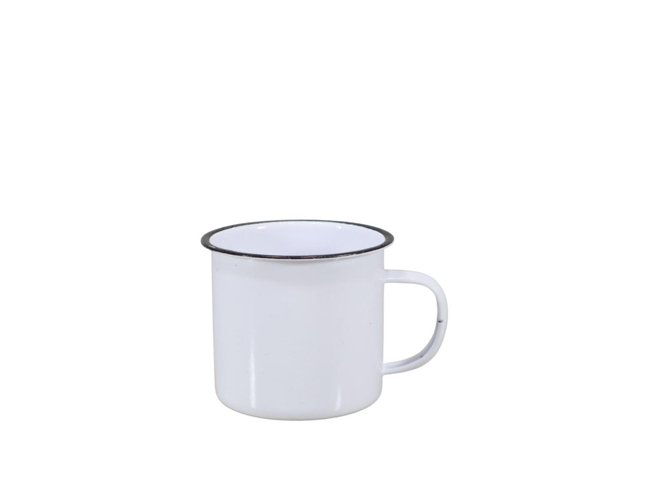 Tasse Metall weiß/schwarz D9cm Tasse Metall weiß/schwarz D9cm